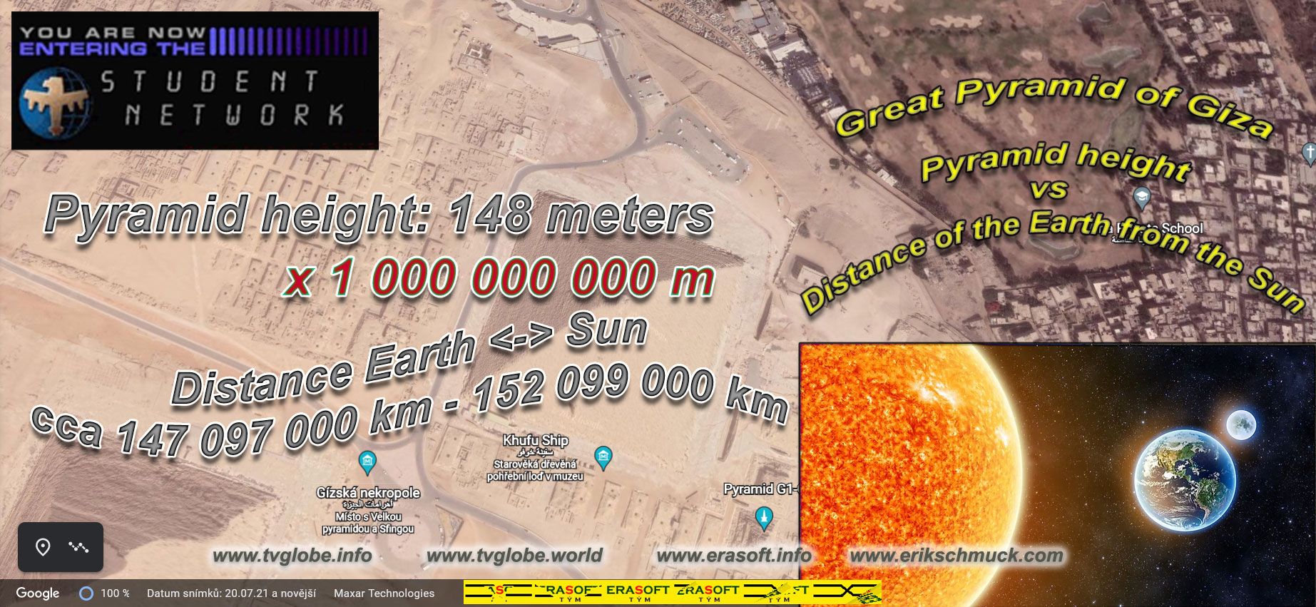 Great Pyramid of Giza - Výška pyramidy vs vzdálenost Země od Slunce - Pyramid height vs Distance of the Earth from the Sun - Erik Schmuck DiS.