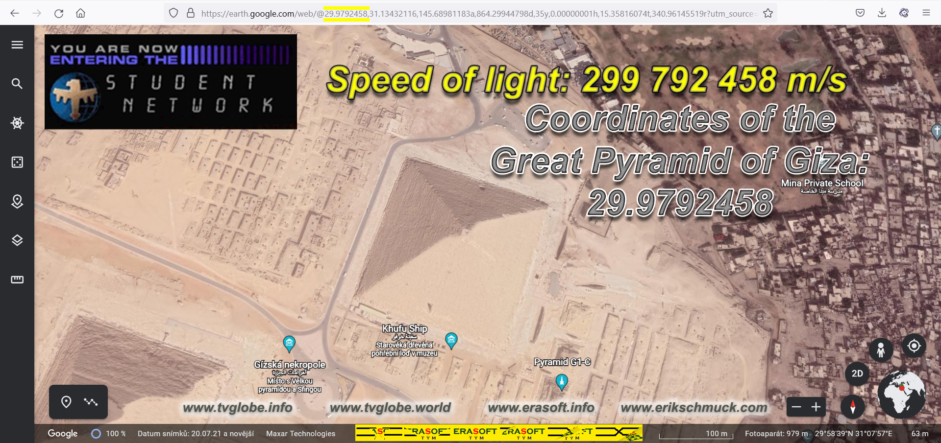 Great Pyramid of Giza - Coordinates vs speed of light - Erik Schmuck DiS.