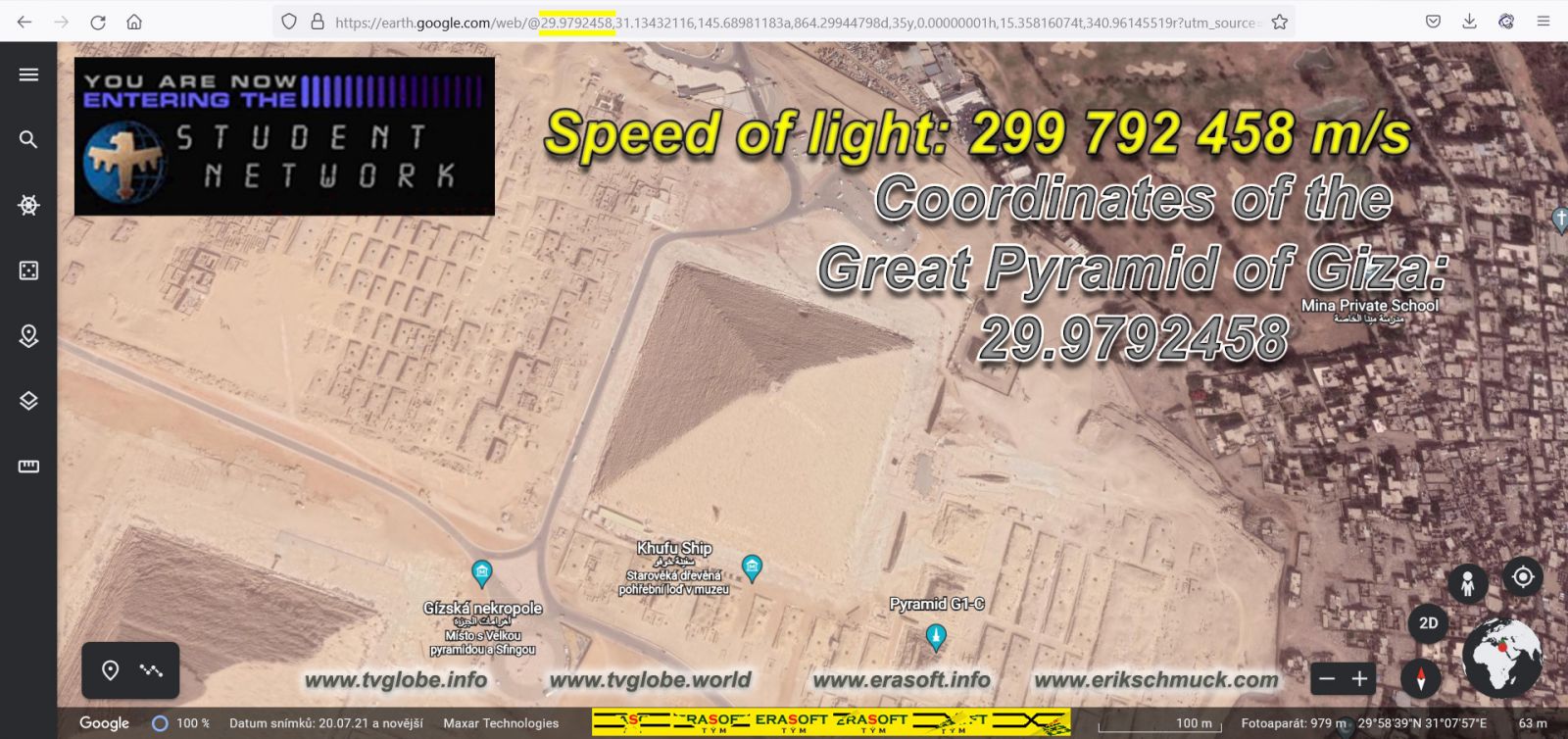 Great Pyramid of Giza   coordinates vs speed of light   Erik Schmuck DiS